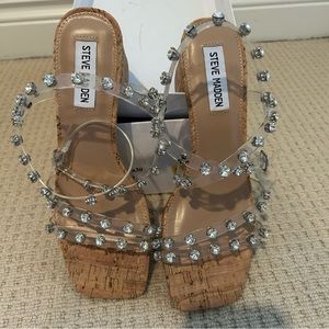 Steve Madden clear sandal with crystal studded straps. Size 7.5